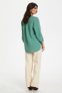 Part Two Lydia easy linen shirt with 3/4 sleeves in Green - CW CW 