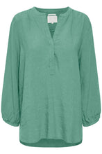 Load image into Gallery viewer, Part Two Lydia easy linen shirt with 3/4 sleeves in Green - CW CW 
