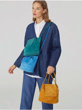 Load image into Gallery viewer, Nice things Suede leather bucket bag with 2-colour handle in Soft Blue - CW CW 
