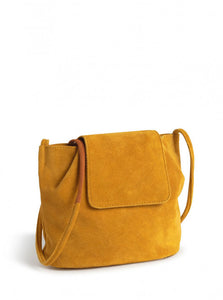 Nice things Suede leather bucket bag with 2-colour handle in Ochre - CW CW 