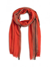 Load image into Gallery viewer, Nice things Contrast edges scarf in Coral - CW CW 
