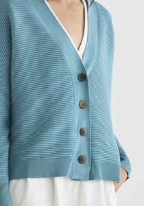 Paisie boxy ribbed cardigan in Duck Egg - CW CW 