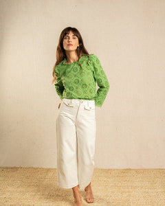 Grace and mila Imaginative twill cropped trouser Blanc