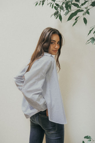 ese O ese Patrick stripe cotton shirt in Blue and ivory - CW CW 