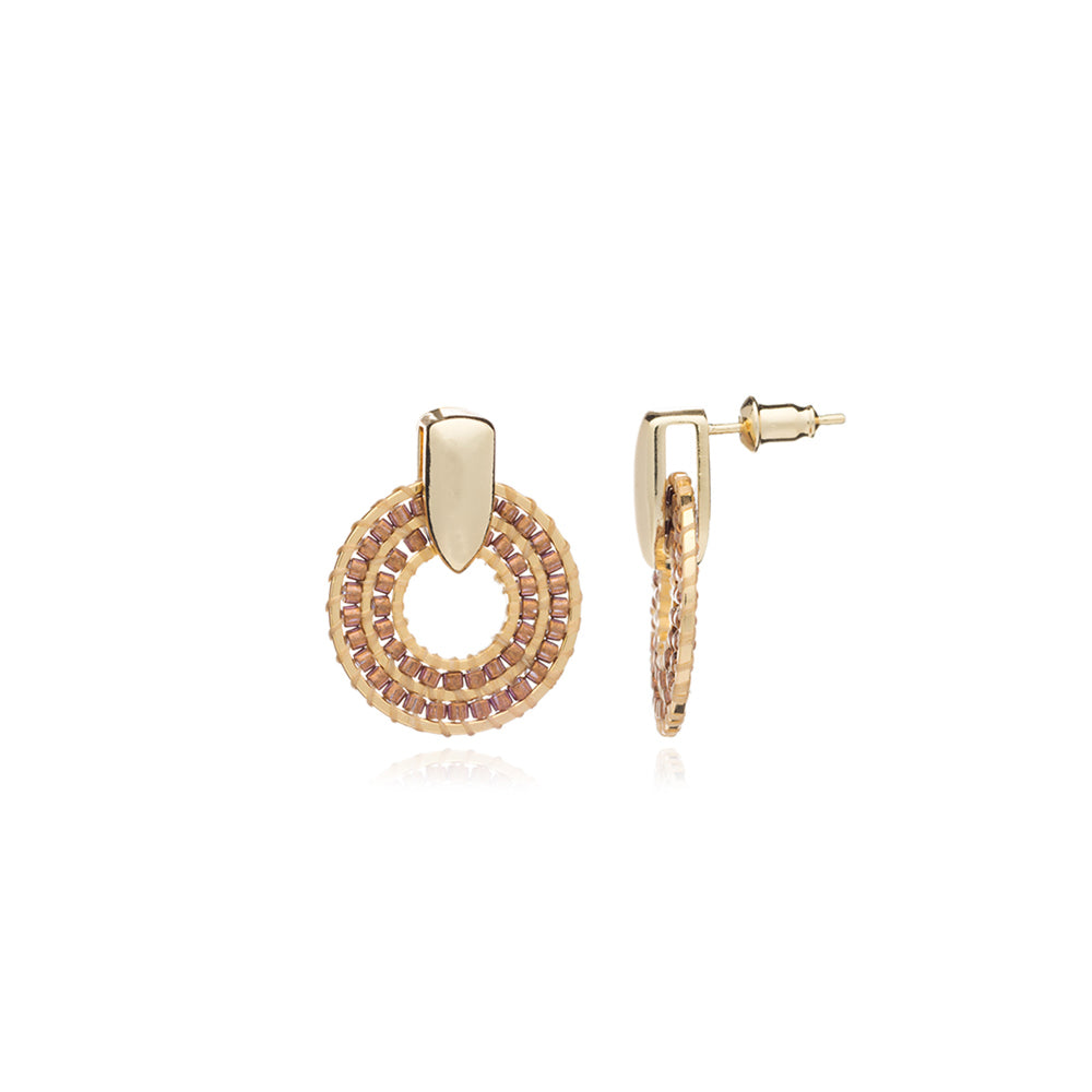 Azuni Pequena simple beaded ring earrings in Bronze - CW CW 
