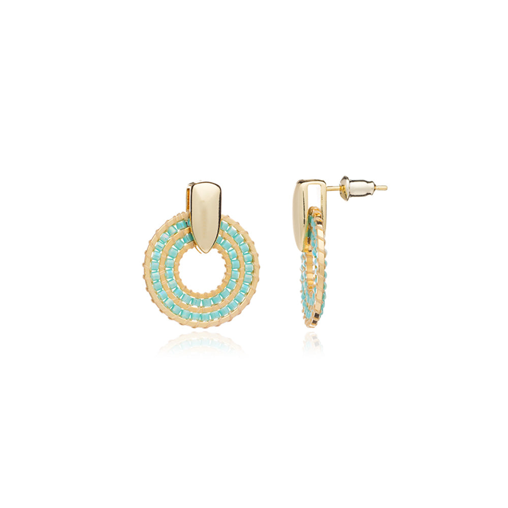 Azuni Pequena simple beaded ring earrings in Turquoise - CW CW 