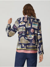 Load image into Gallery viewer, Nice things Typical Places print flowing shirt in Navy - CW CW 
