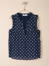 Load image into Gallery viewer, Indi &amp; Cold Polka dot sleeveless top with ruffles in Marino - CW CW 
