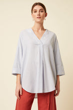 Load image into Gallery viewer, Great Plains Pinstriped embroidered popover shirt  in Blue/milk - CW CW 
