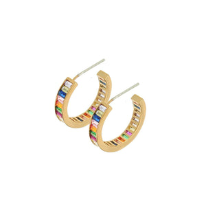Dansk Copenhagen Rainbow crystal hoop earring in Gold - CW CW 