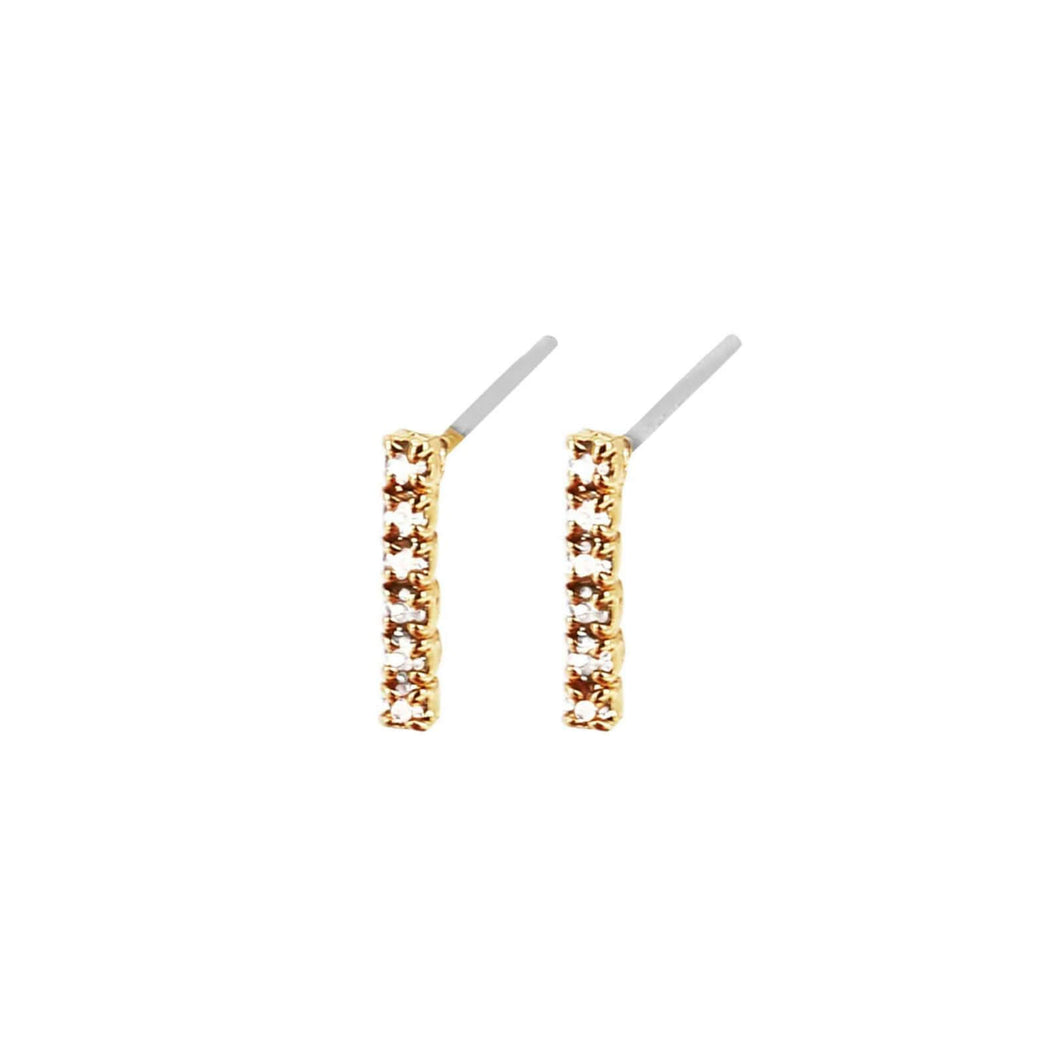 Dansk Copenhagen Shimmer line stick diamante earring in Gold - CW CW 