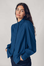 Load image into Gallery viewer, SKFK Aizaro funnel neck blouse in dark Teal
