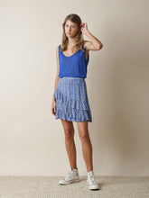 Load image into Gallery viewer, Indi &amp; Cold Woodblock print tiered casual short skirt in Cobalt blue - CW CW 
