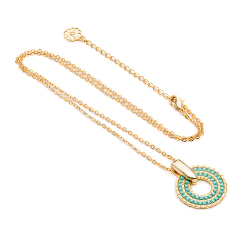 Azuni Pequena hoop beadwork short necklace in Turquoise - CW CW 