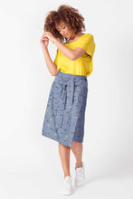 Load image into Gallery viewer, SKFK Dela tencel wrap graphic print tie wrap skirt in Chambray - CW CW 

