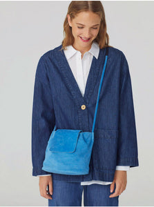 Nice things Suede leather bucket bag with 2-colour handle in Soft Blue - CW CW 