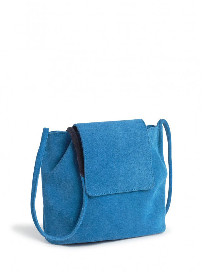 Nice things Suede leather bucket bag with 2-colour handle in Soft Blue - CW CW 