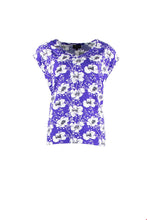 Load image into Gallery viewer, Zilch Poppy print v neck top in Royal blue - CW CW 
