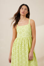 Load image into Gallery viewer, Great Plains Daisy cut out midi sundress Lime Zest
