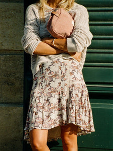 Indi & Cold Floral retro georgette skirt Dusky Neutrals