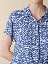 Load image into Gallery viewer, Indi &amp; Cold Wood block print short sleeve shirt in Cobalt blue - CW CW 
