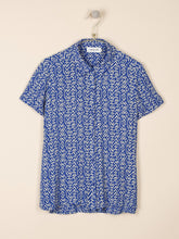 Load image into Gallery viewer, Indi &amp; Cold Wood block print short sleeve shirt in Cobalt blue - CW CW 
