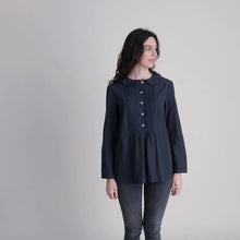 Load image into Gallery viewer, Bibico Adrianne Check pleated blouse Blue Green
